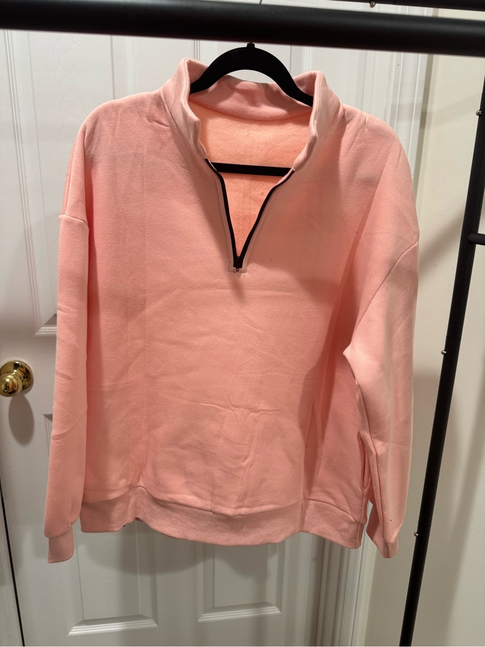 Amazon Women's Light Pink Half-Zip Pullover Sweatshirt